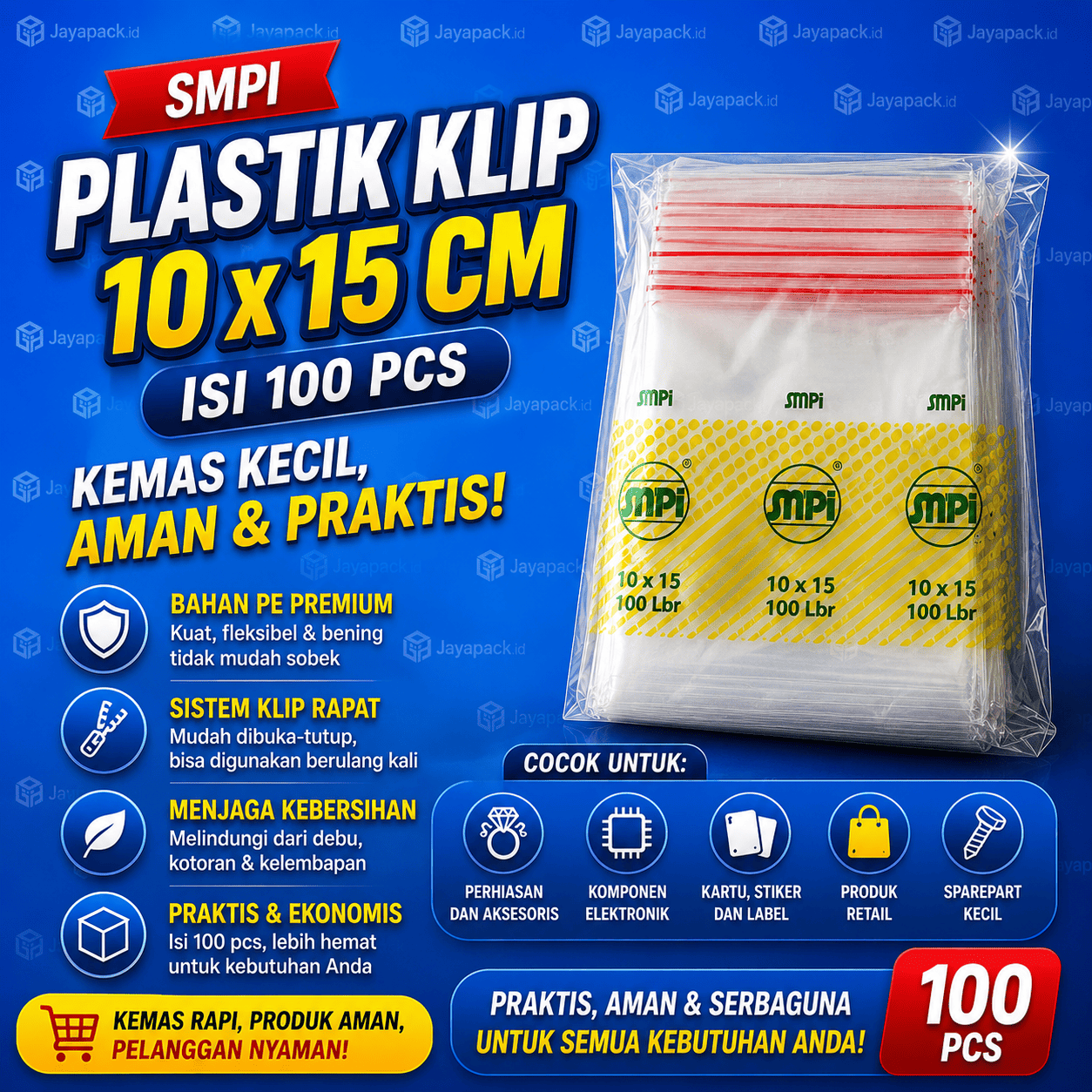 Plastik Klip merk SMPI Uk. 10x15 (Isi 100 pcs)
