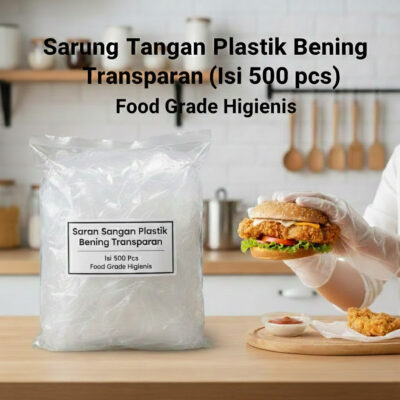 Sarung Tangan Plastik Bening Transparan (Isi 500 pcs)