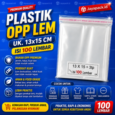 Plastik OPP Lem Seal Uk. 13x15 cm (Isi 100 Lembar)
