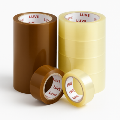 Lakban Coklat Bening Luve 2 Inch / 45 MM 90 yard 1 ROL
