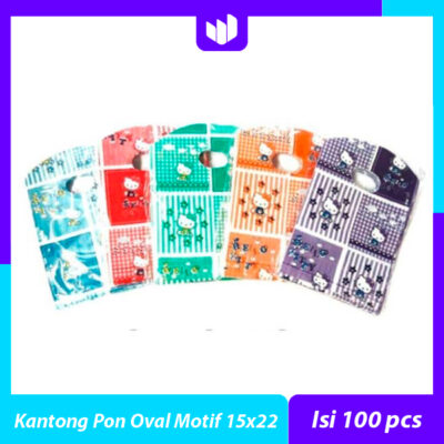 Plastik Pon Oval Plong Motif uk 15x22 (isi 100 pcs)