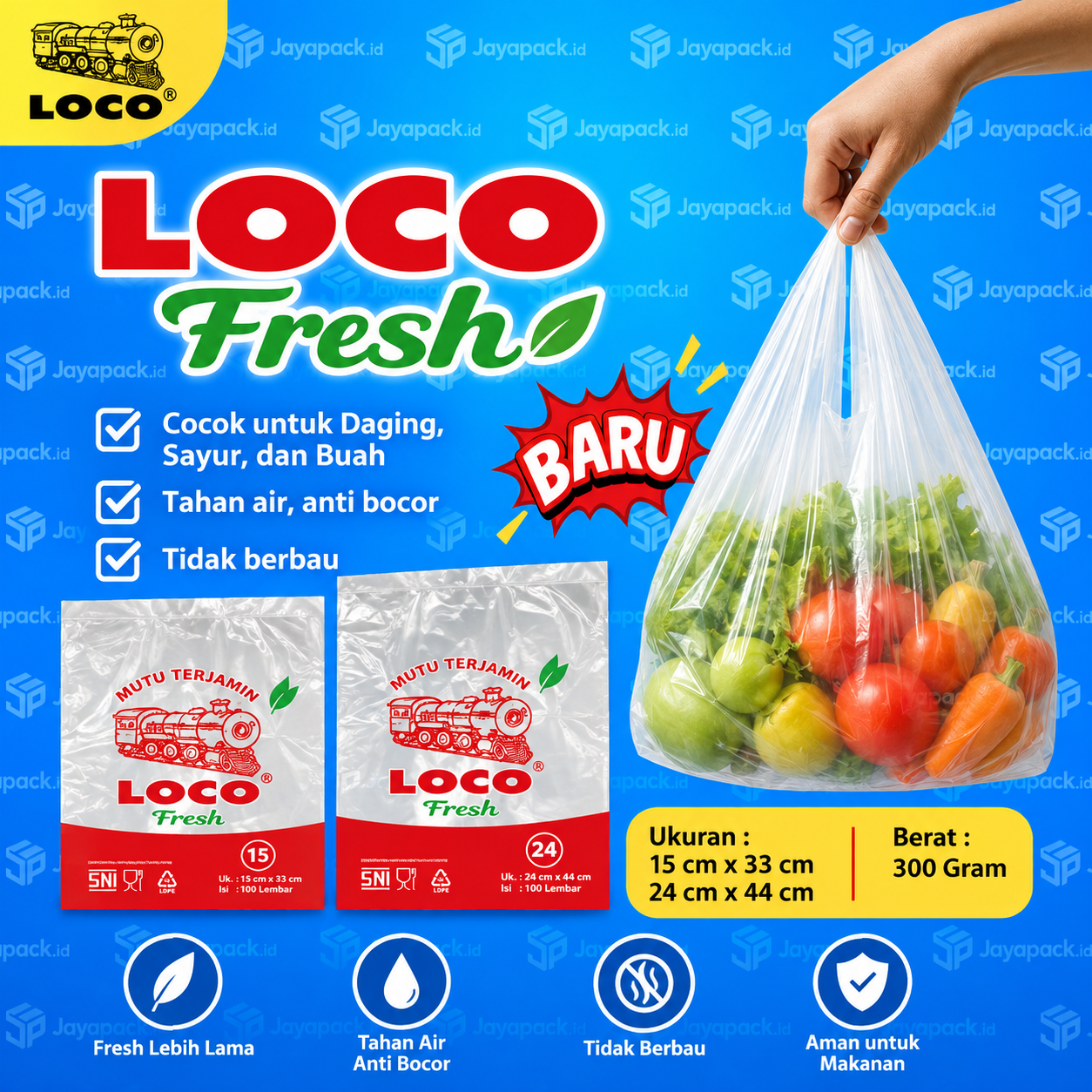 Kantong Plastik Kresek HD Bening LOCO FRESH Ukuran 15 / 24 cm