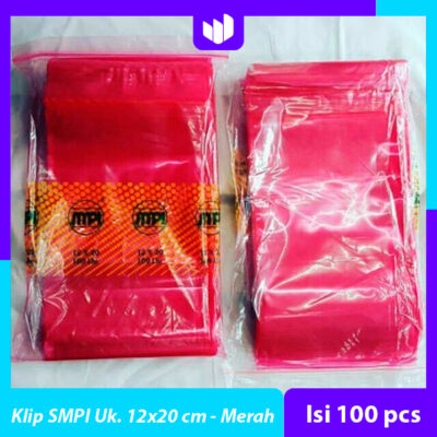 Plastik Klip merk SMPI Uk. 12x20 (Isi 100 pcs) Merah
