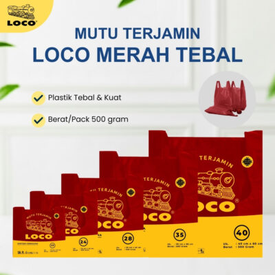 Kantong Plastik Loco Tebal Uk. 17- 40 (500 gr) Merah