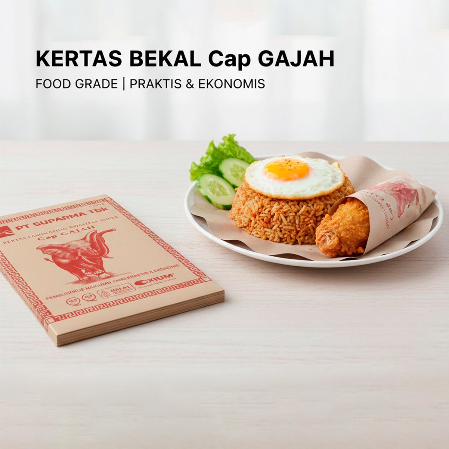 Kertas Nasi Gajah 30×40 Merah (Isi 250 Lbr)