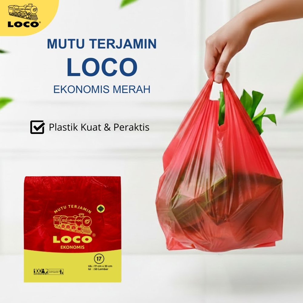 Kantong Plastik Loco Ekonomis Merah 17 (50 pcs)