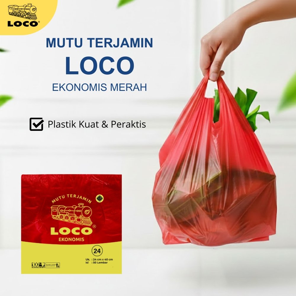 Kantong Plastik Loco Ekonomis Merah 24 (50 pcs)
