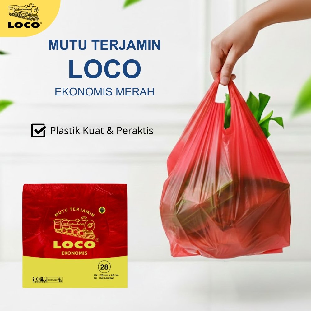 Kantong Plastik Loco Ekonomis Merah 28 (50 pcs)