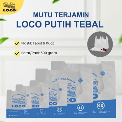 Kantong Plastik Loco Putih Tebal Uk. 15-40 (Isi 500 gr)