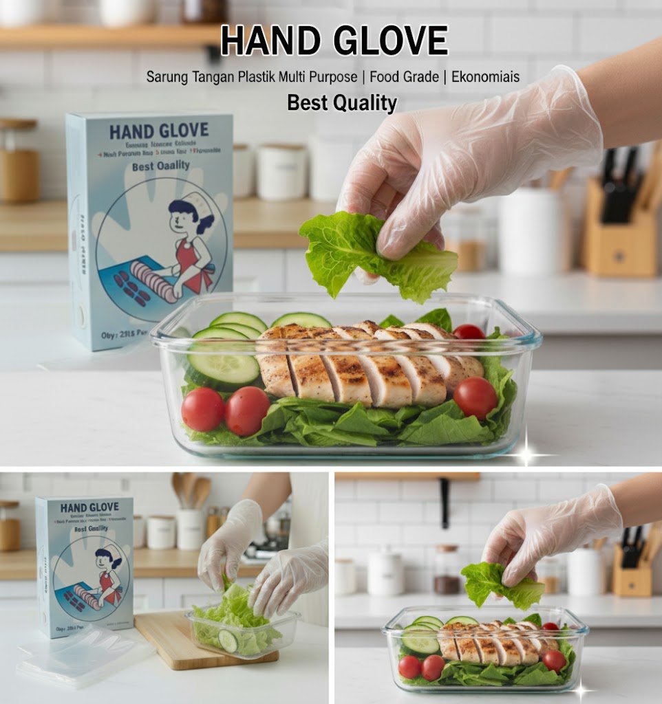 Hand Glove Sarung Tangan Plastik Sekali Pakai (Isi 200 pcs) - Gambar 3
