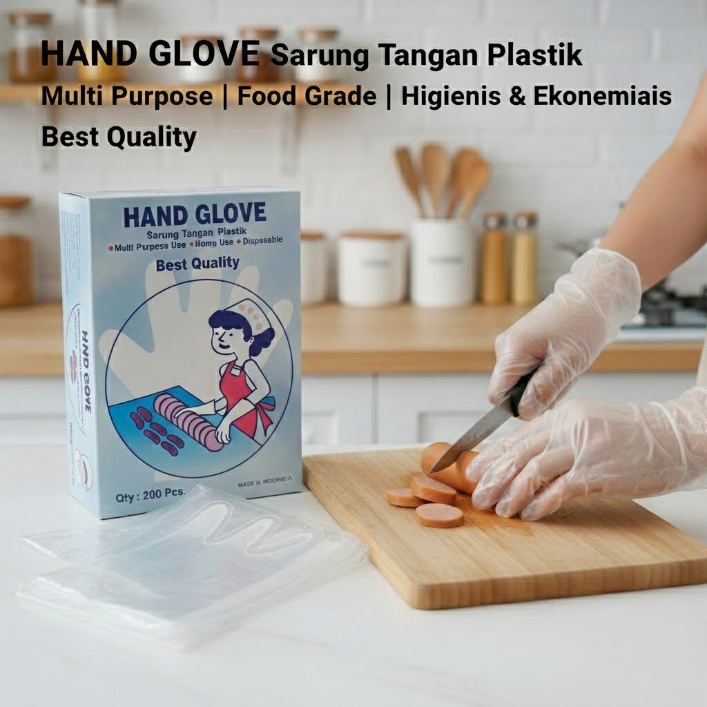 Hand Glove Sarung Tangan Plastik Sekali Pakai (Isi 200 pcs)