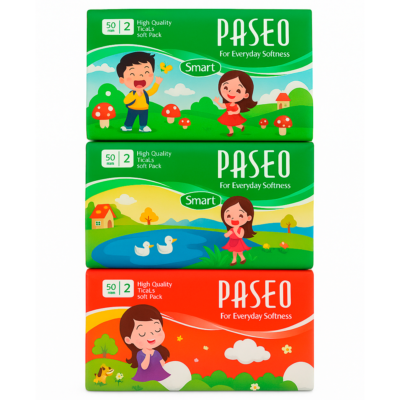 Tissue Paseo Travel 2 Ply 50 Sheets / Tisu Wajah Portable dan Higienis