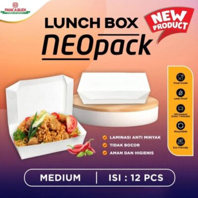 Lunch Box Paper M Neopack / Kemasan Take Away / Kotak Makan Laminasi