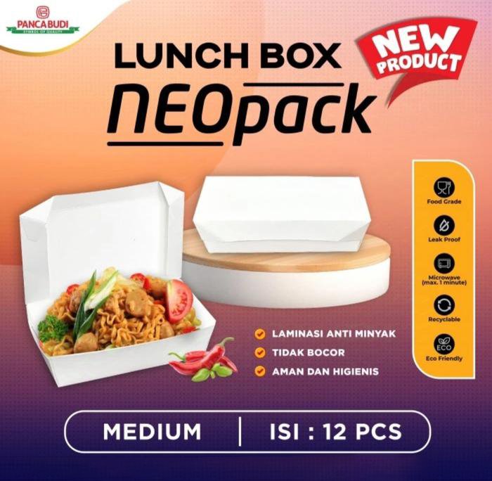 Lunch Box Paper M Neopack / Kemasan Take Away / Kotak Makan Laminasi