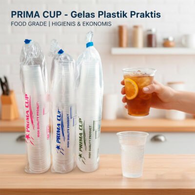 Gelas Plastik Cup PRIMA Uk. 12 / 14 / 16 OZ (Isi 50 Pcs)